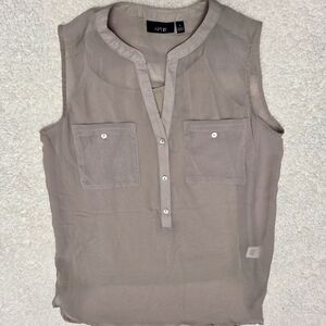 Apt. 9 Women's Taupe Sleeveless‎ Blouse Size Small Sheer Elegant Career Timeless